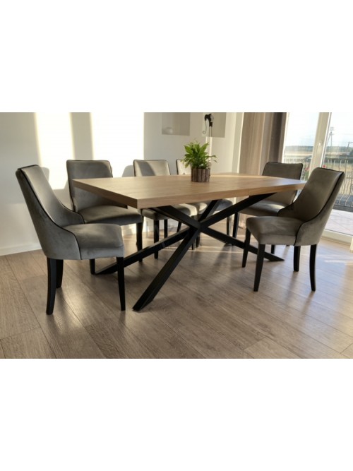 Stół Matrix II w stylu loftowym z krzesłami Lamelka